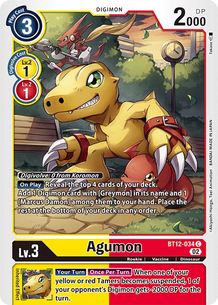 Digimon Karte BT12 034 Agumon Game Kiwi